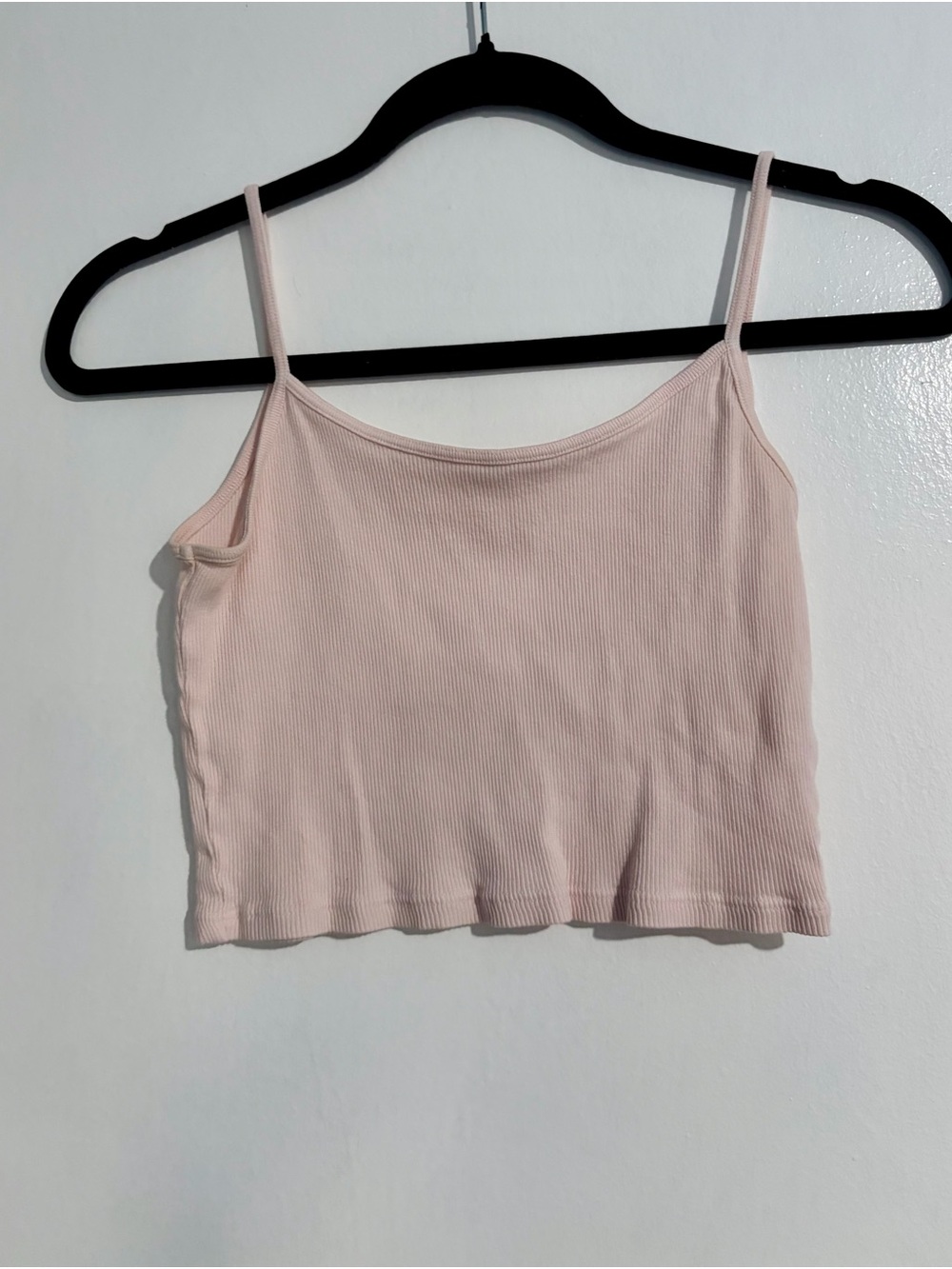 Brandy Melville Light Blush Ribbed Spaghetti Strap Crop